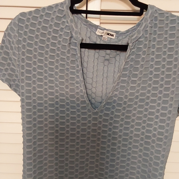 Fashion Nova Blue Textured Bodysuit - Picture 3 of 9